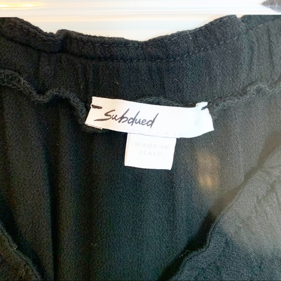 SUBDUED Black Flowy Shorts Romper Cut Out Shoulder - Picture 5 of 9